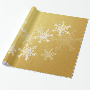 Golden White Snowflakes Minimalistisch Weihnachten Geschenkpapier