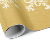 Golden White Snowflakes Minimalistisch Weihnachten Geschenkpapier (Rolleneckpunkt)