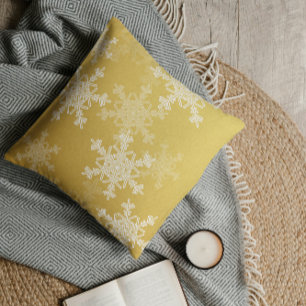Golden White Snowflakes Minimalistisch Weihnachten Kissen
