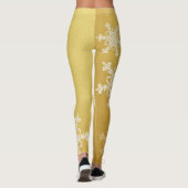 Golden White Snowflakes Minimalistisch Weihnachten Leggings (Rückseite)