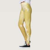 Golden White Snowflakes Minimalistisch Weihnachten Leggings (Links)