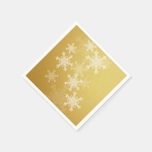 Golden White Snowflakes Minimalistisch Weihnachten Serviette (Ecke)