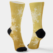 Golden White Snowflakes Minimalistischer Weihnacht Socken (Gewinkelt)