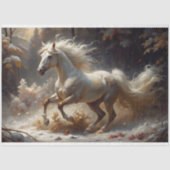 Golden White Stallion Verzauberter Wald Dekoupage Seidenpapier (Vorderseite)