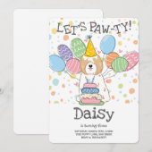 Golden White Tibeter Terrier Dog Birthday Party Einladung (Vorne/Hinten)