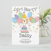 Golden White Tibeter Terrier Dog Birthday Party Einladung (Stehend Vorderseite)