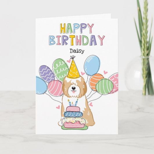 Golden White Tibeter Terrier Dog Birthday Party Karte (Vorderseite)
