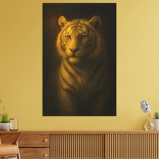 Golden White Tiger – Fine Art Portrait Leinwanddruck (Insitu (Wohnzimmer))