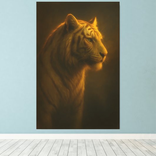 Golden White Tiger – Fine Art Portrait Leinwanddruck (Insitu (Holzboden))