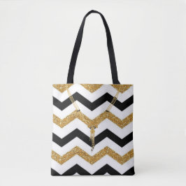Golden, White und Black Zigzag mit Necklace Tasche