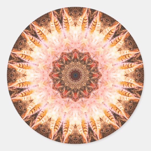 Golden, White und Red Mandala Runder Aufkleber (Vorderseite)