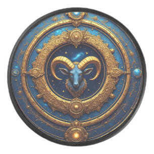 ♈ Golden Widder Schild Hockey Puck Sternzeichen Ge
