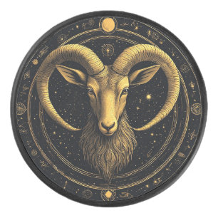 ♈ Golden Widder Schild Hockey Puck Sternzeichen Ge