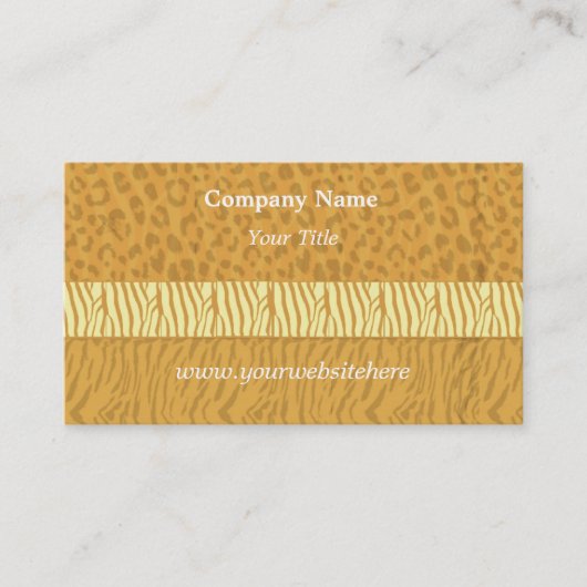 Golden Wikd Animal Print Business Card Visitenkarte (Vorderseite)