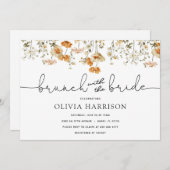 Golden Wildblume Brunch mit Brautdusche Einladung (Vorne/Hinten)