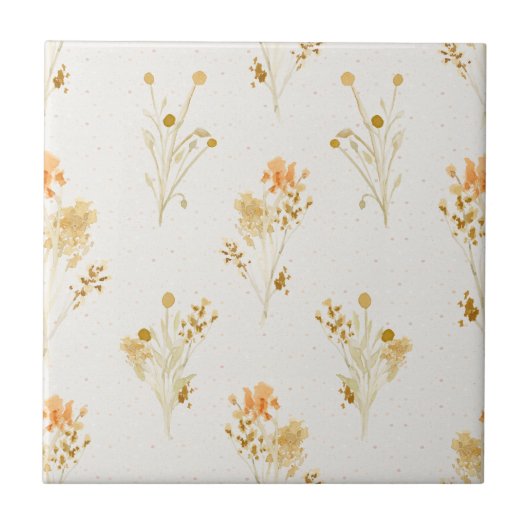 Golden Wildblumen Speckle Keramik Tile Fliese (Vorderseite)