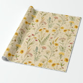 Golden Wildflower Field on Parchment Cream Geschenkpapier (Ungerollt)
