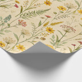 Golden Wildflower Field on Parchment Cream Geschenkpapier (Ecke)