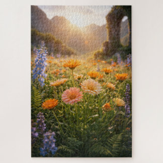 Golden Wildflowers at Sunrise – Cinematic Floral Puzzle
