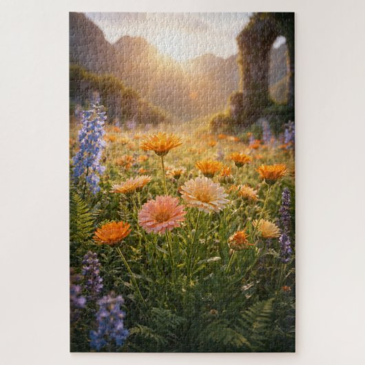Golden Wildflowers at Sunrise – Cinematic Floral Puzzle (Vertikal)