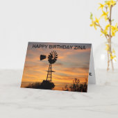 Golden Windmill Silhouette Geburtstagskarte Karte (Gelbe Blume)