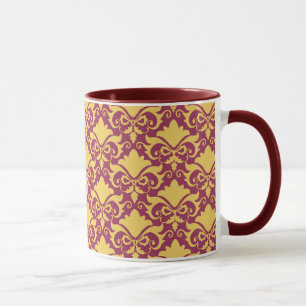 Golden Wine Damask Bows Tasse