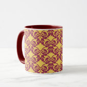 Golden Wine Damask Bows Tasse (Vorderseite Links)