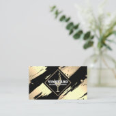 Golden Wine Glass | Gold gebürstet Visitenkarte (Stehend Vorderseite)