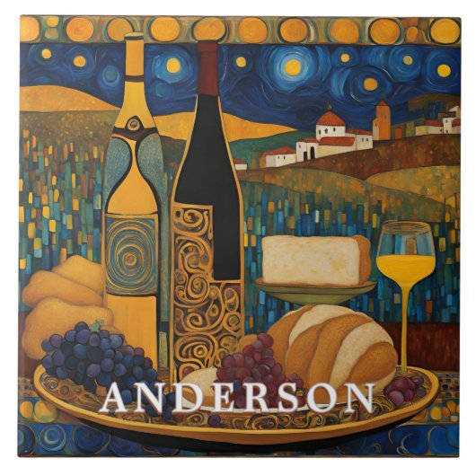 Golden Wine Glass Still Life Fliese (Vorderseite)