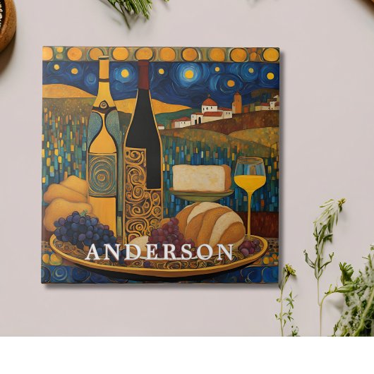 Golden Wine Glass Still Life Fliese