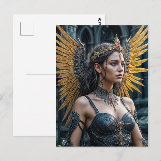 Golden Winged Dark Angel Queen Postkarte (Vorne/Hinten)