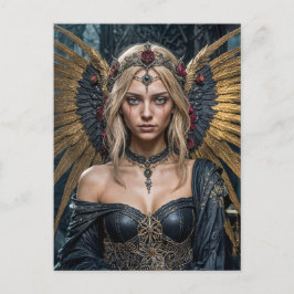 Golden Winged Dark Angel Queen Postkarte