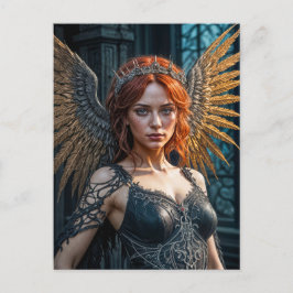 Golden Winged Dark Angel Queen Postkarte