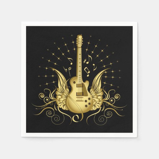 Golden Winged Guitar Serviette (Vorderseite)