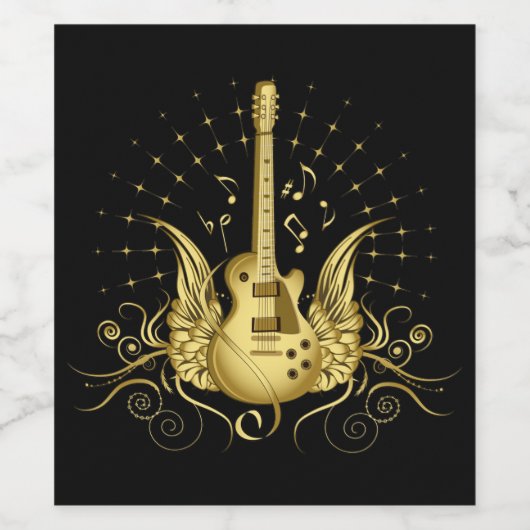 Golden Winged Guitar Weinetikett (Einzelnes Label)
