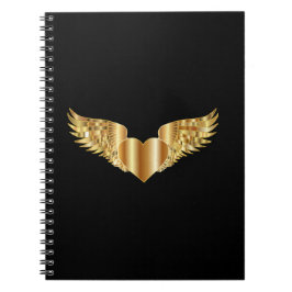 Golden Winged Heart Spiral Notebook Tagebuch Journ