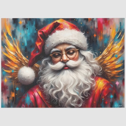 Golden Winged Saint Nick Weihnachten Seidenpapier (Vorderseite)