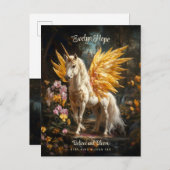 Golden Winged Unicorn Burg Pegasus Postkarte (Vorne/Hinten)
