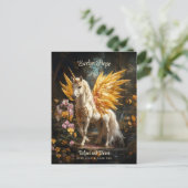 Golden Winged Unicorn Burg Pegasus Postkarte (Stehend Vorderseite)