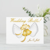 Golden Winged Wedding Bells Card-Cust. Save The Date (Stehend Vorderseite)