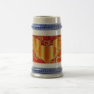 Golden Wings Heart 22 oz Stein Bierglas