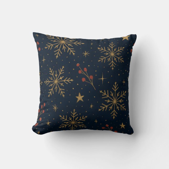 Golden Winter Glow Pattern | Holiday Kissen (Vorderseite)