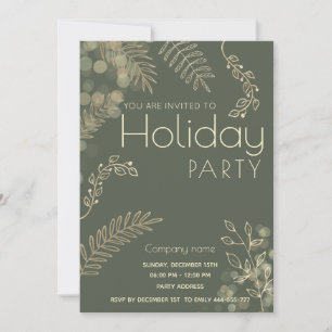 Golden Winter Grüne Corporate Holiday Party Einladung