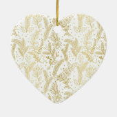 Golden Winter Sprigs Monogram Keramik Ornament (Hinten)
