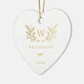 Golden Winter Sprigs Monogram Keramik Ornament (Links)