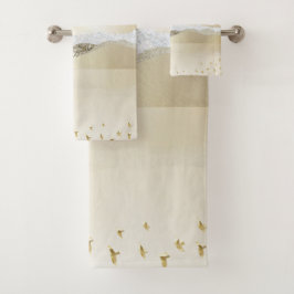 Golden Winter Sunset Berg Reflektion im Wasser Badhandtuch Set