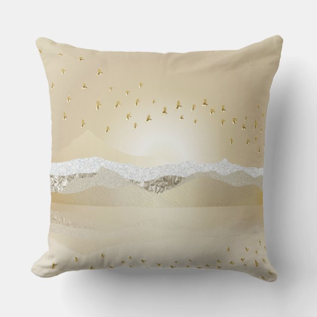 Golden Winter Sunset Berg Reflektion im Wasser Kissen (Vorderseite)