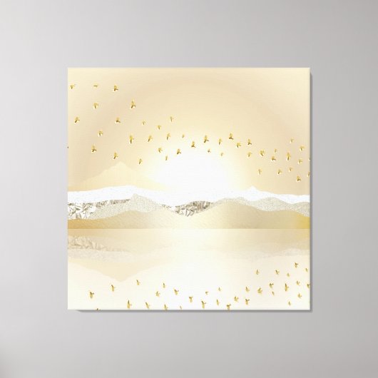 Golden Winter Sunset Berg Reflektion im Wasser Leinwanddruck (Vorderseite)