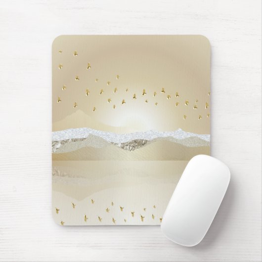 Golden Winter Sunset Berg Reflektion im Wasser Mousepad (Mit Mouse)