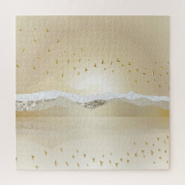 Golden Winter Sunset Berg Reflektion im Wasser Puzzle